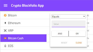 Cryptocurrency sample portfolio application